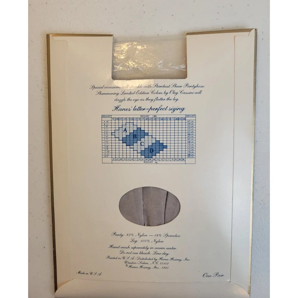 Vintage Hanes Stardust Silver Shadow Sheer Hosiery Sandalfoot‎ Pantyhose Size D